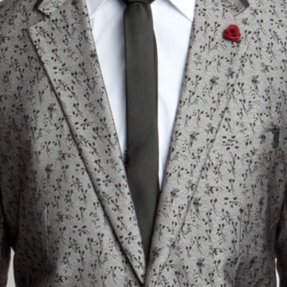 Men's Floral Blazer Jacket by Tazzio, Grey - Picture 4 of 6